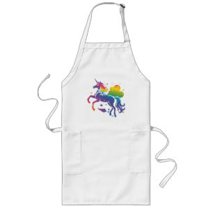Rainbow colored unicorn design long apron