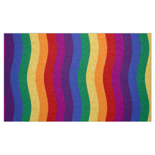 Rainbow Colored Wavy Lines Fabric