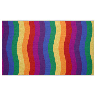 Rainbow Colored Wavy Lines Fabric