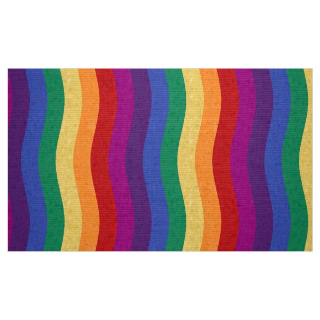 Rainbow Colored Wavy Lines Fabric (Fat Quarter)