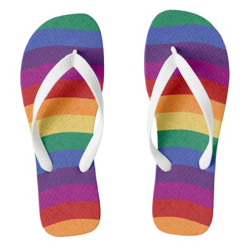 Rainbow Colored Wavy Lines Flip Flops | Zazzle