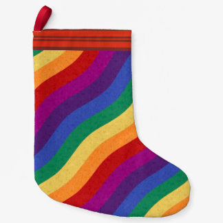 Rainbow Colored Wavy Lines Small Christmas Stocking