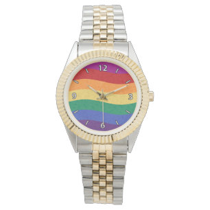 Rainbow Colored Wavy Lines Watch