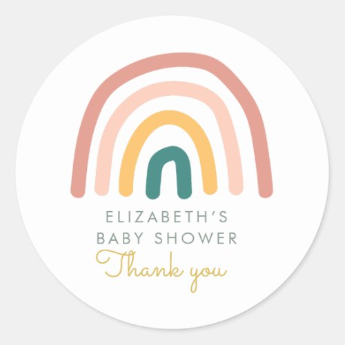 Rainbow Colorful Baby Shower Classic Round Sticker