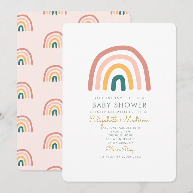 Rainbow Colorful Baby Shower  Invitation (Front/Back)