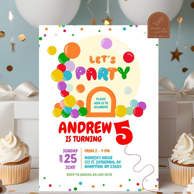 Rainbow Colorful Bubble Dome Kids Birthday Party Invitation (Creator Uploaded)