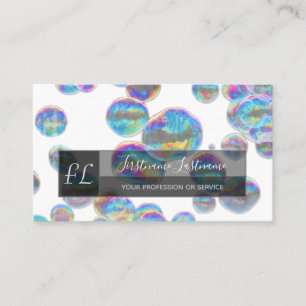 Rainbow colorful bubbles yoga teacher monogram business card