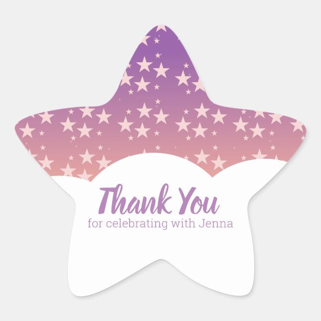Rainbow Colorful Cloud Stars Thank You Birthday  Star Sticker (Front)