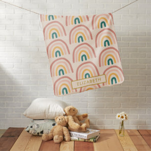 Rainbow Colorful Custom Name Baby Blanket