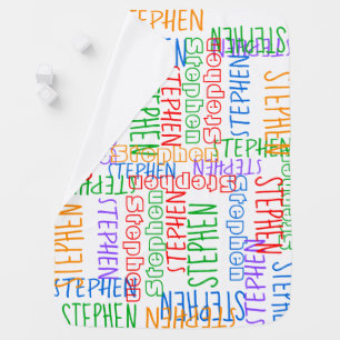 Rainbow Colorful Cute Personalized Custom Name Baby Blanket