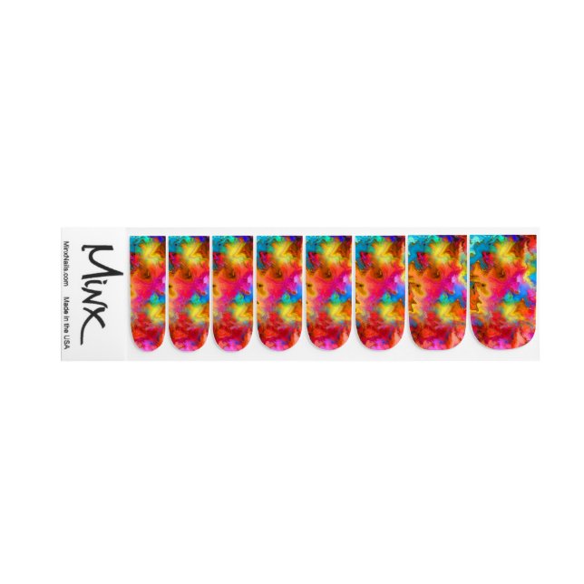 rainbow colorful design minx nail art (Left Hand)