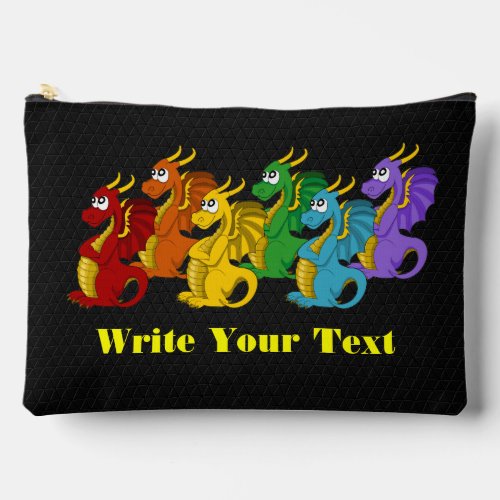 Rainbow colorful dragons cartoon  accessory pouch