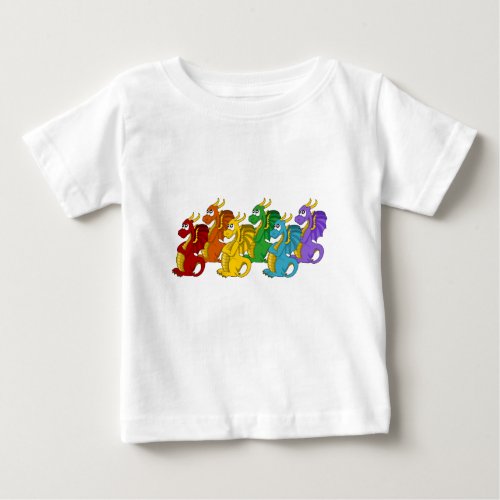 Rainbow colorful dragons cartoon  baby T_Shirt