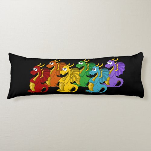 Rainbow colorful dragons cartoon  body pillow