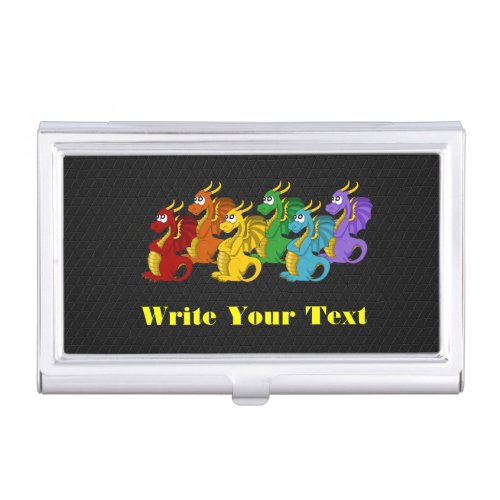 Rainbow colorful dragons cartoon  business card case