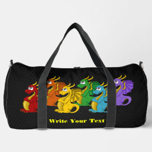 Rainbow colorful dragons cartoon  duffle bag