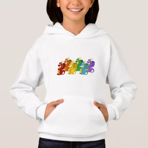 Rainbow colorful dragons cartoon  hoodie