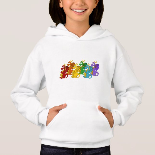 Rainbow colorful dragons cartoon  hoodie (Front)