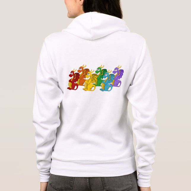Rainbow colorful dragons cartoon  hoodie (Back)