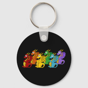 Rainbow colorful dragons cartoon keychain