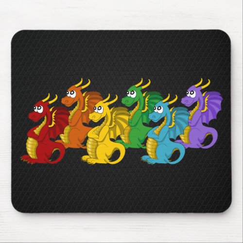 Rainbow colorful dragons cartoon  mouse pad