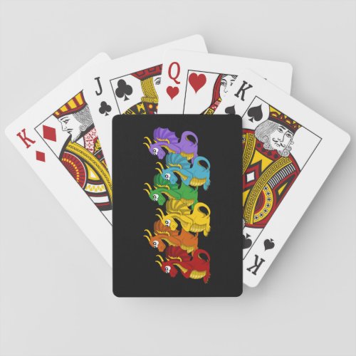 Rainbow colorful dragons cartoon  playing cards