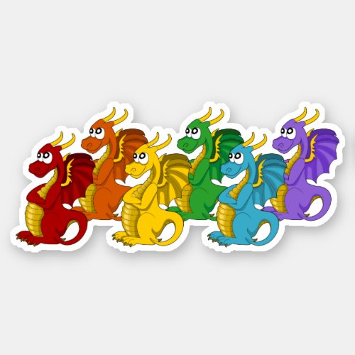Rainbow colorful dragons cartoon  sticker