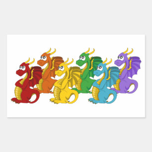 Rainbow colorful dragons cartoon Stickers