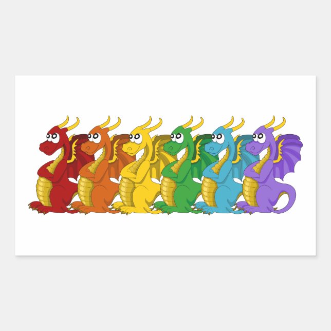 Rainbow colorful dragons cartoon Stickers (Front)