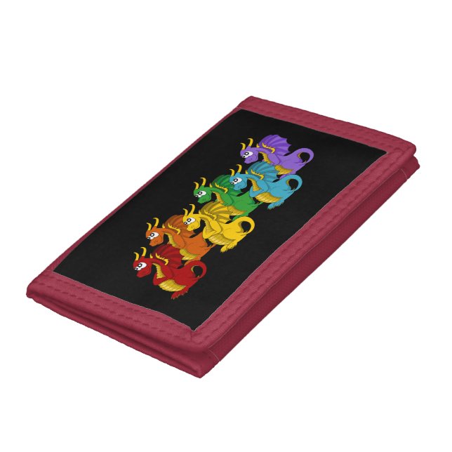 Rainbow colorful dragons cartoon  trifold wallet (Bottom)