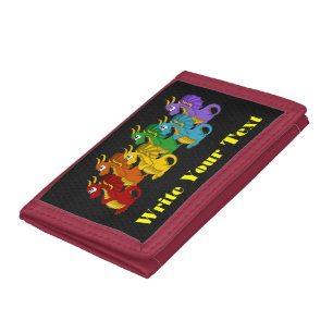 Rainbow colorful dragons cartoon trifold wallet