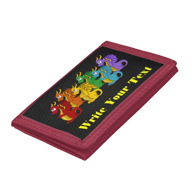Rainbow colorful dragons cartoon  trifold wallet (Bottom)