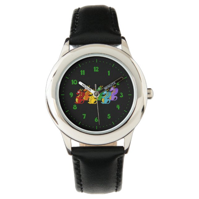 Rainbow colorful dragons cartoon  watch (Front)