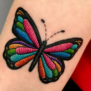 Rainbow Colorful Embroidered Butterfly 🦋 Temporary Tattoos