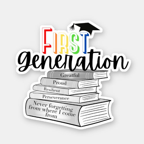 Rainbow Colorful First Generation With Books Sticker