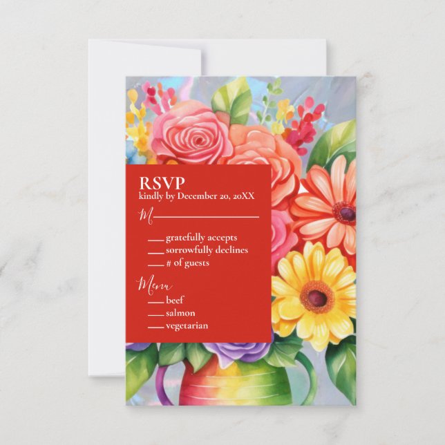 Rainbow Colorful Flowers Wedding Invitation (Front)