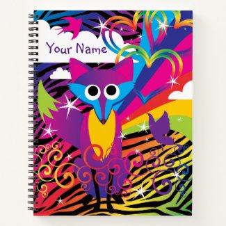 Rainbow Colorful Funky Fox Notebook