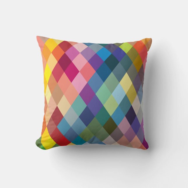 Rainbow Colorful Geometric Pillow (Front)
