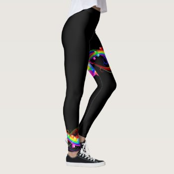 Rainbow Colorful Hearts On Black Women's Leggings by Frasure_Studios at Zazzle