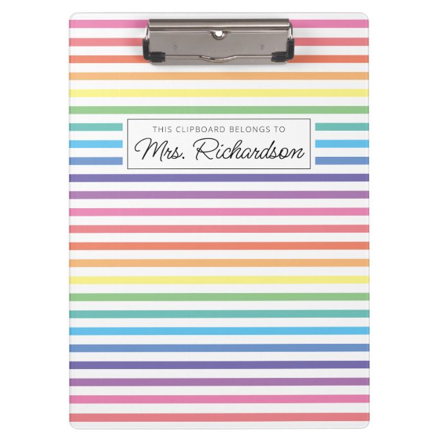 Rainbow Colorful Homeschool Teacher Clipboard (Front)