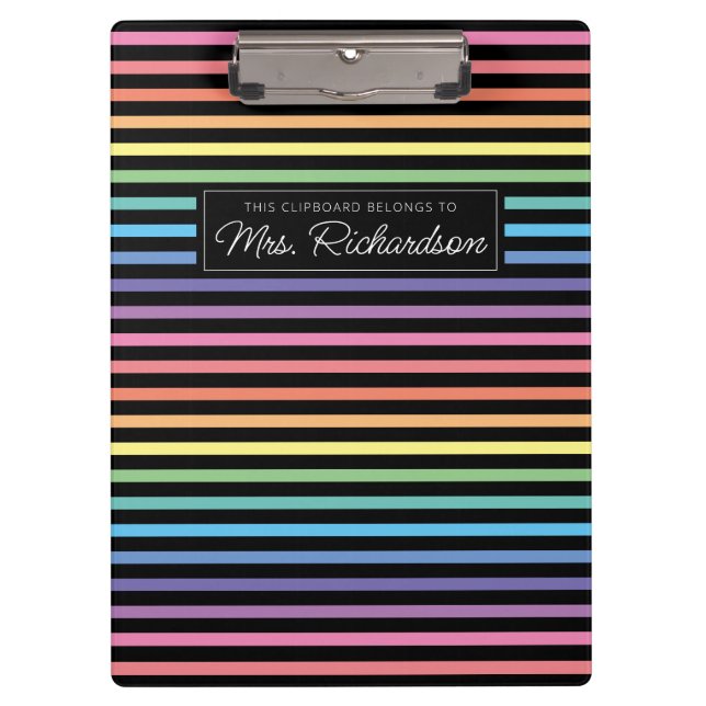 Rainbow Colorful Homeschool Teacher Clipboard (Front)