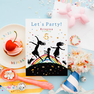 Rainbow Colorful Kids Birthday Fun Invitation