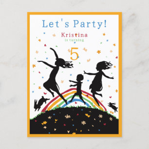 Rainbow Colorful Kids Birthday Invitation Postcard