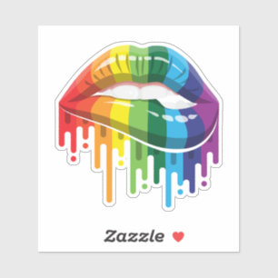 Rainbow Colorful  Lips Flag Sticker