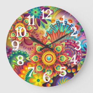 Rainbow Colorful Mandalas Clock