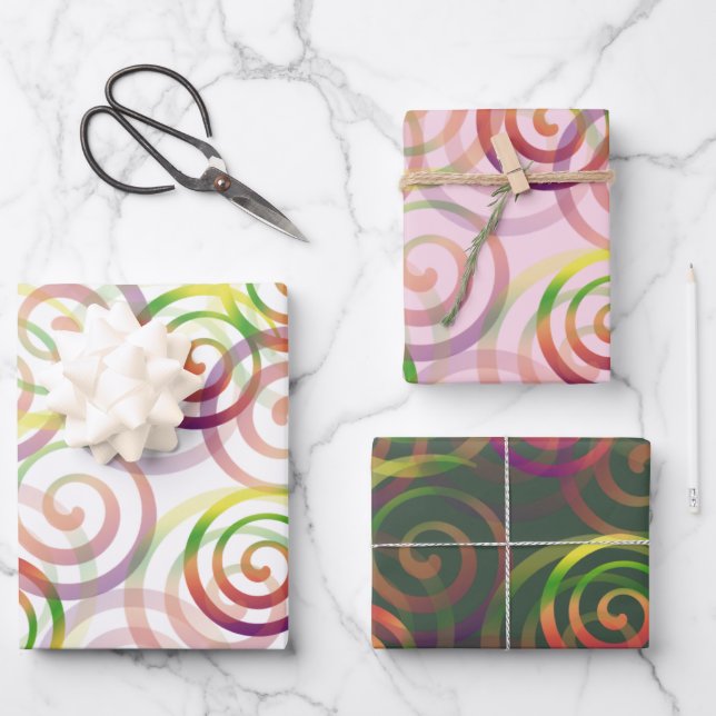 Rainbow Colorful Modern Pattern Wrapping Paper Sheets (Front)