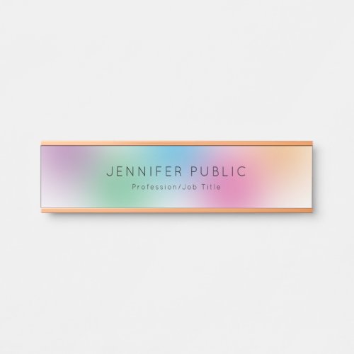 Rainbow Colorful Modern Template Elegant Rose Gold Door Sign