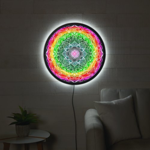 Rainbow Colorful Mystical Mandala LED Sign