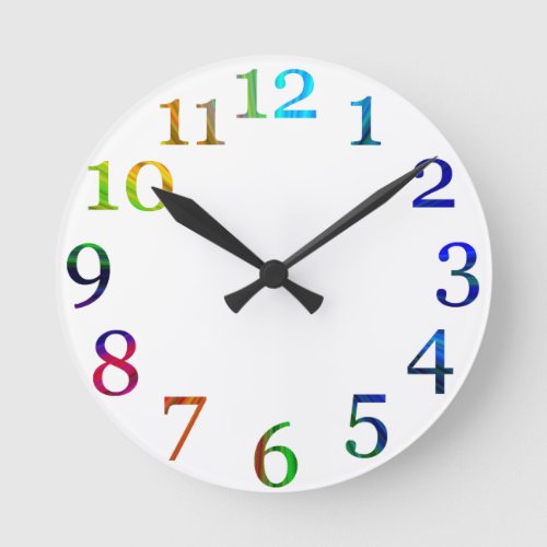 rainbow colorful numbers wall clock