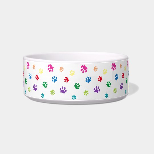 Rainbow Colorful Painted Paw Prints Small Bowl Zazzle Com